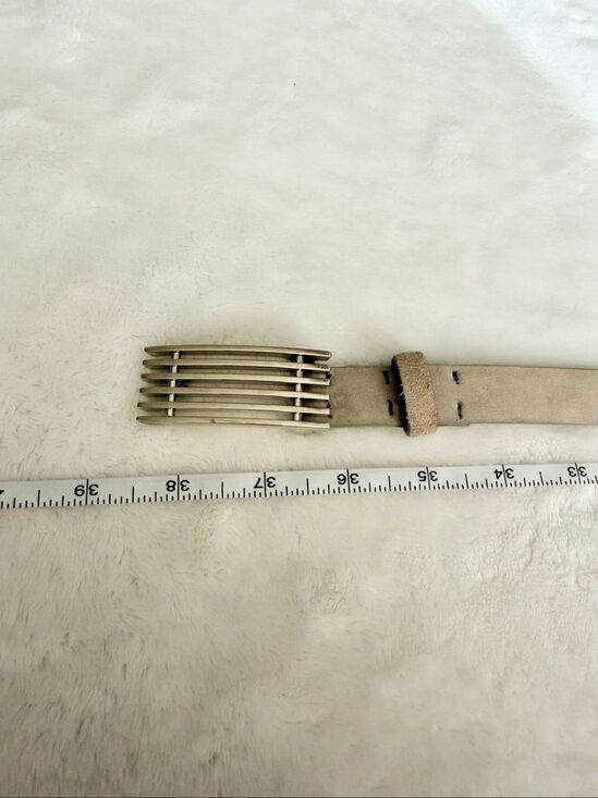 Ralph Lauren RL67 Gray Suede Leather Belt Silver Buckle Made in Italy Size 36 main image 4